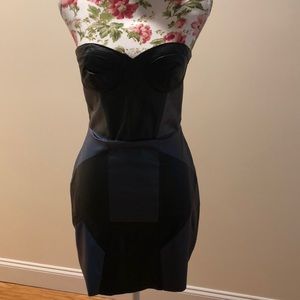 Strapless Metallic leather dress